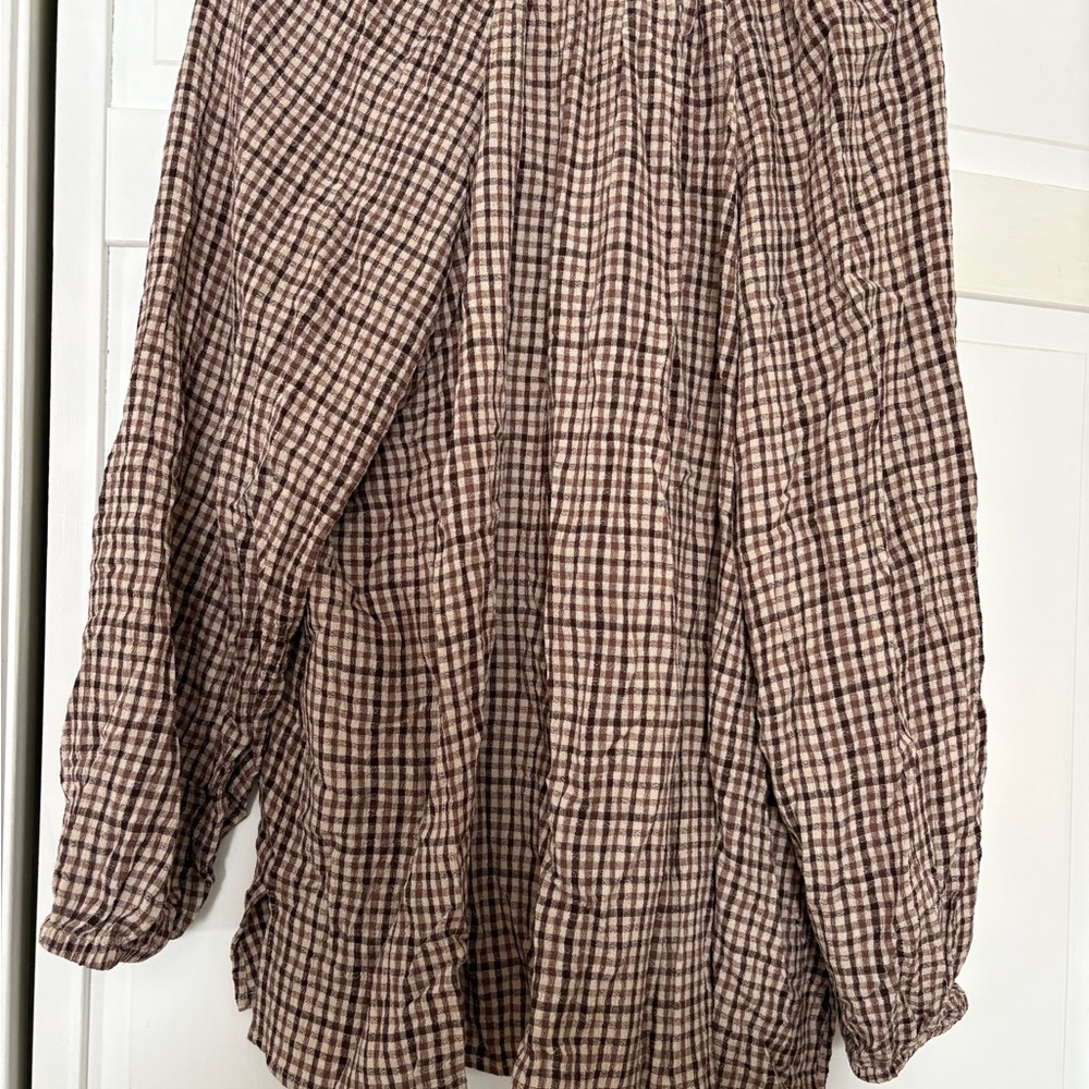 Jane and Delancey Brown Checkered Blouse - Picture 2 of 3